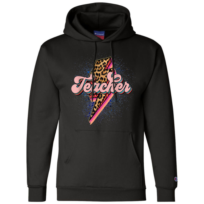 Teacher Leopard Lightning Thunder Western Back To School Champion Hoodie | Artistshot