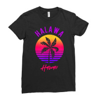 Halawa, Hawaii  Cool Retro Sunset Of Halawa, Hi T Shirt Ladies Fitted T-shirt | Artistshot