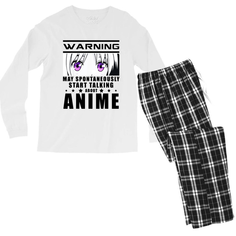 Warning May Spontaneously Start Talking About Anime Men's Long Sleeve Pajama Set | Artistshot