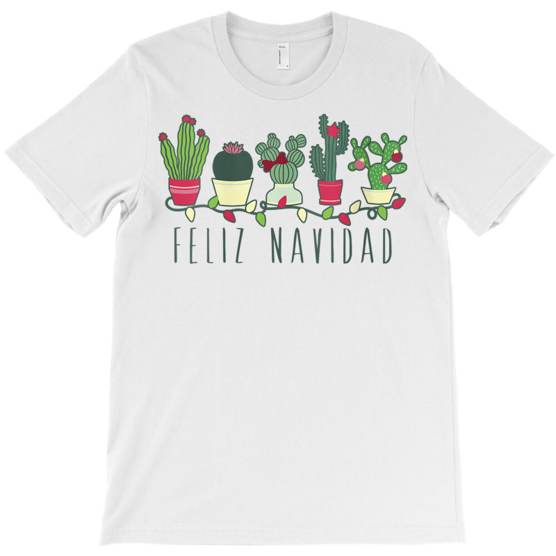 Womens Feliz Navidad Cactus And Christmas Lights V Neck T Shirt T-shirt | Artistshot