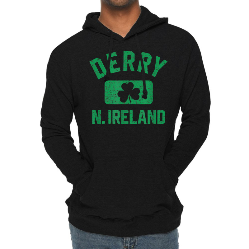 Derry N. Ireland Gym Style Distressed Green Print T Shirt Lightweight Hoodie | Artistshot