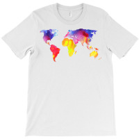 Beautiful Global World Map Watercolor Art Silhouette T Shirt T-shirt | Artistshot