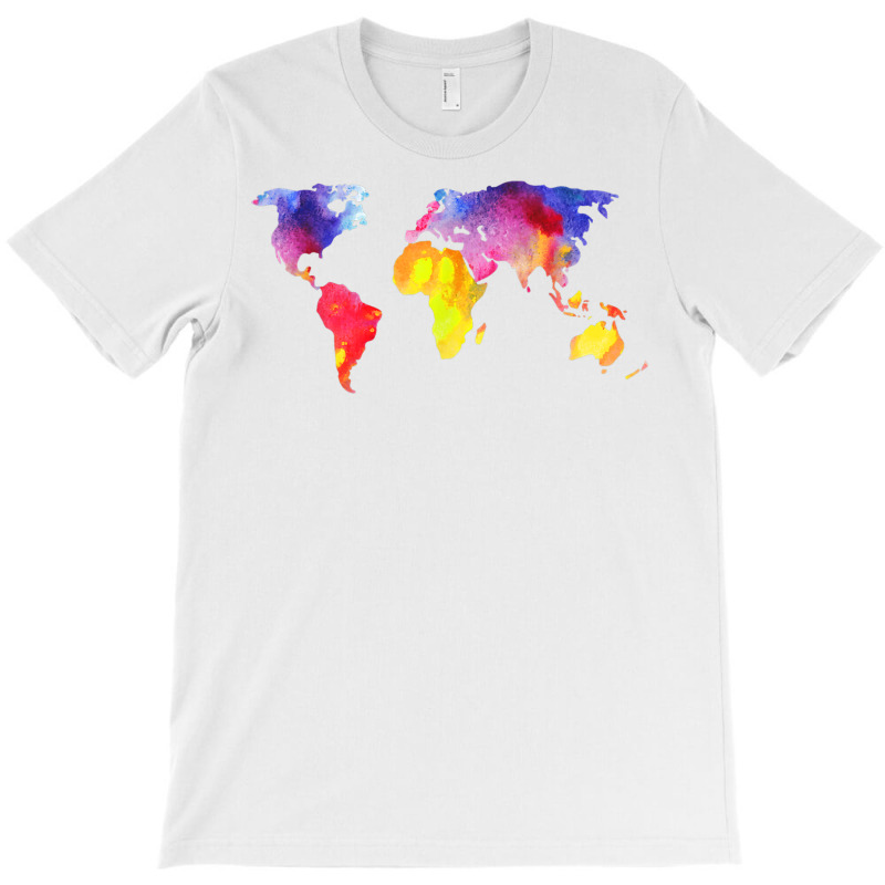 Beautiful Global World Map Watercolor Art Silhouette T Shirt T-shirt | Artistshot