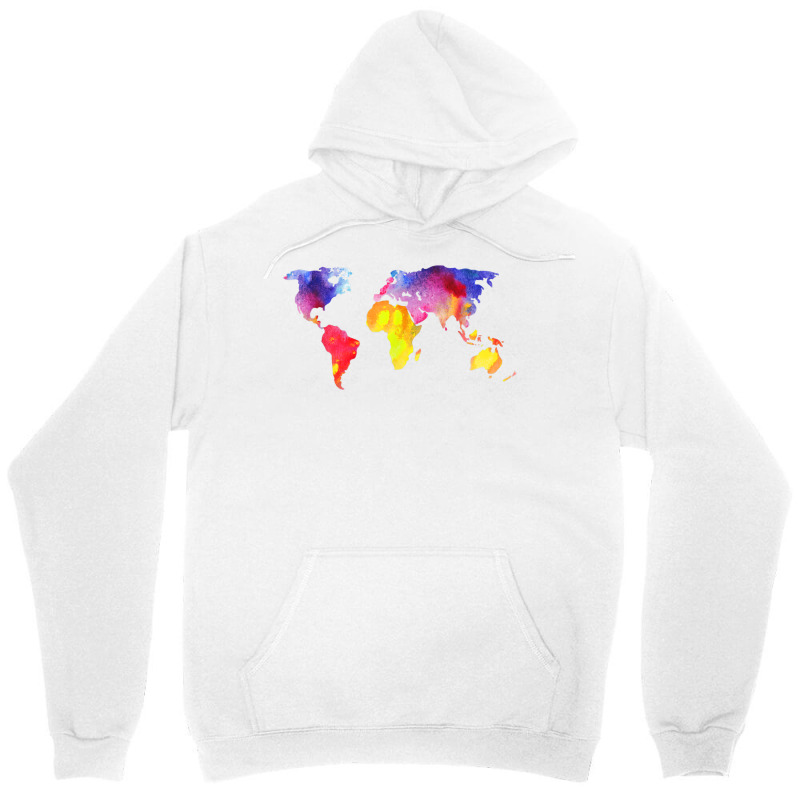 Beautiful Global World Map Watercolor Art Silhouette T Shirt Unisex Hoodie | Artistshot