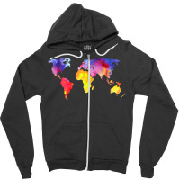 Beautiful Global World Map Watercolor Art Silhouette T Shirt Zipper Hoodie | Artistshot