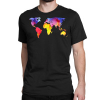 Beautiful Global World Map Watercolor Art Silhouette T Shirt Classic T-shirt | Artistshot