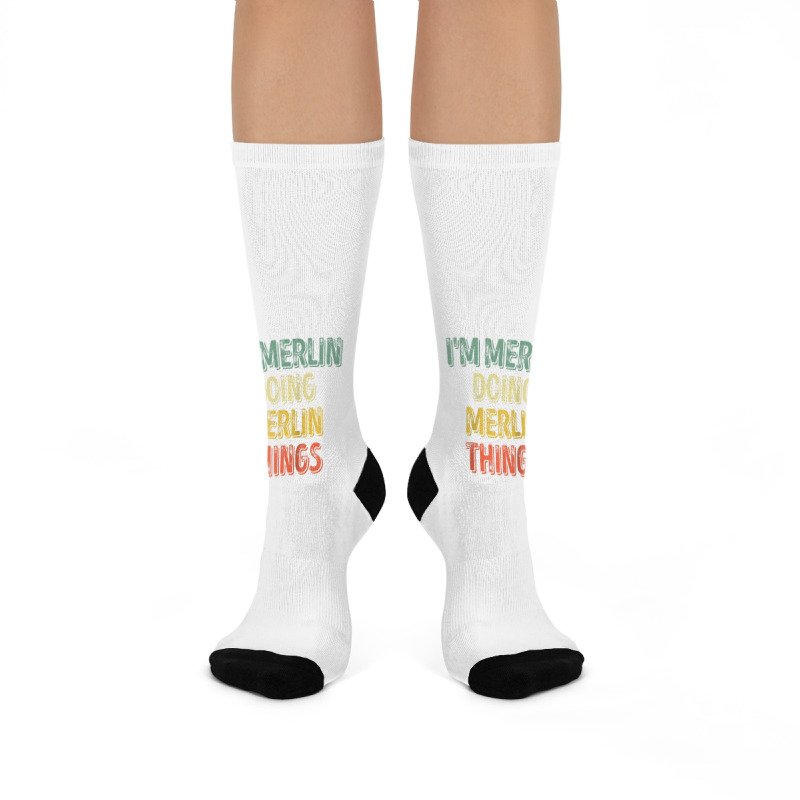 Mens I'm Merlin Doing Merlin Things Shirt Personalized First Name Ragl Crew Socks | Artistshot