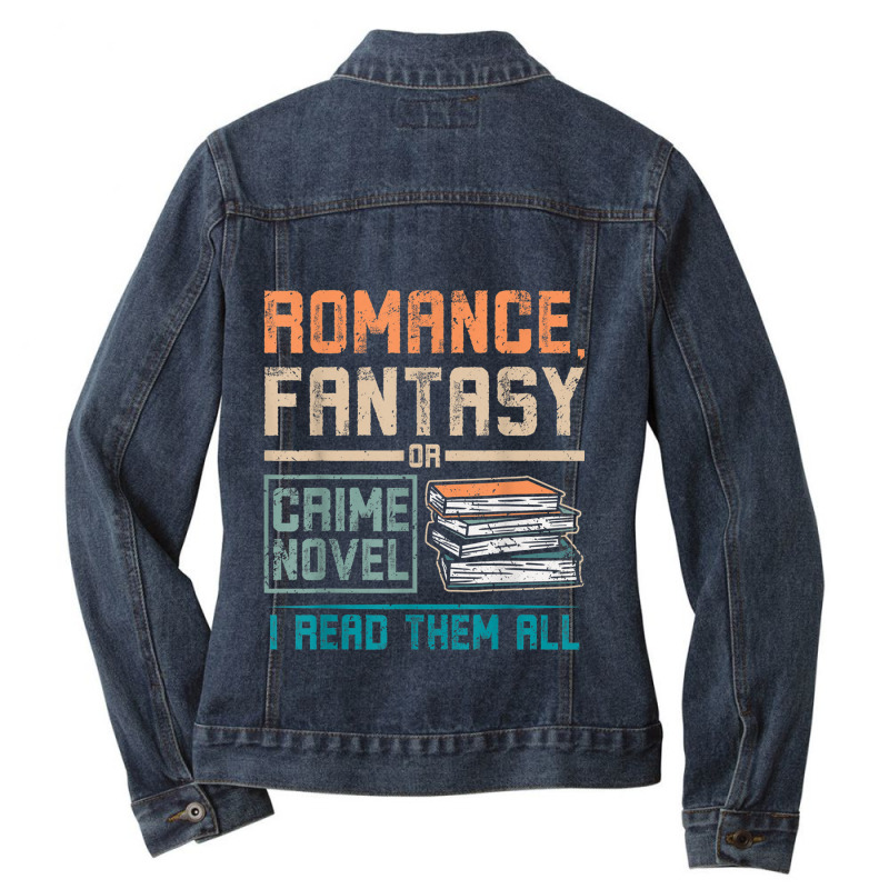 Romance Fantasy Or Crime Novel Reading Ladies Denim Jacket by BraylonDesign | Artistshot