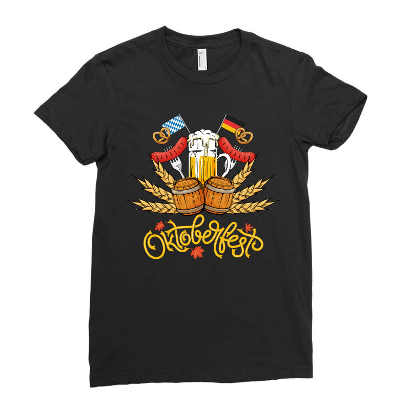 Oktoberfest Ladies Funny Dirndl Beer Bavaria Oktoberfest Sweat Ladies Fitted T-Shirt by trokeryth | Artistshot