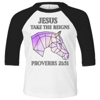 Cute Jesus Take The Reins Stained Glass Horse T Shirt Toddler 3/4 Sleeve Tee | Artistshot