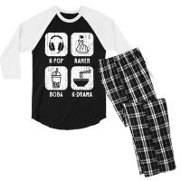 Cute Kawaii Kpop Ramen Boba Bubble Tea Kdrama Lover Men's 3/4 Sleeve Pajama Set | Artistshot