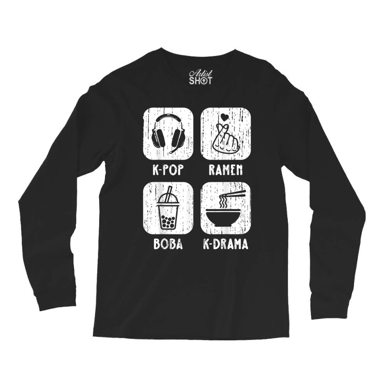 Cute Kawaii Kpop Ramen Boba Bubble Tea Kdrama Lover Long Sleeve Shirts | Artistshot