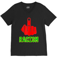 Fck Racism Middle Finger (black Green Yellow) Zip Hoodie V-neck Tee | Artistshot