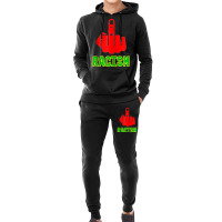 Fck Racism Middle Finger (black Green Yellow) Zip Hoodie Hoodie & Jogger Set | Artistshot