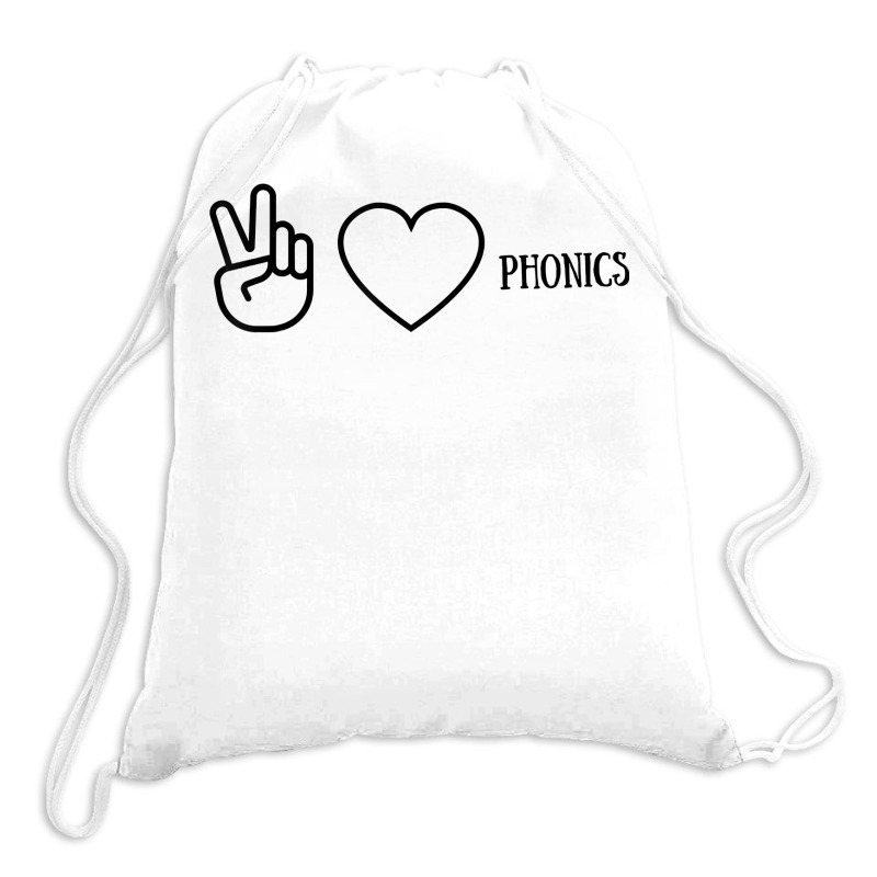 Peace Love Phonics 4 Teachers, Reading Specialist T Shirt Drawstring Bags | Artistshot