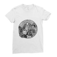 Adult Wolf Coloring Pages Wolf Sun Ladies Fitted T-shirt | Artistshot