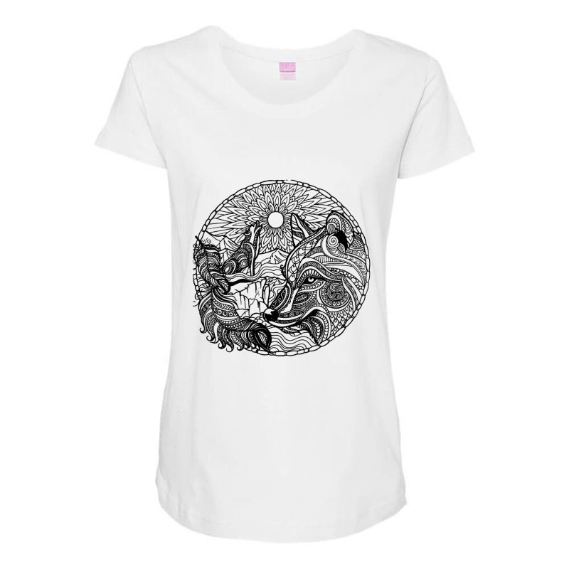 Adult Wolf Coloring Pages Wolf Sun Maternity Scoop Neck T-shirt by JaniceFRoark | Artistshot