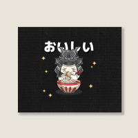 Cute Retro 90s Japanese Kawaii Ramen Samurai Cat Landscape Canvas Print | Artistshot