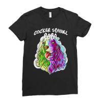 Colorful Portrait Cocker Spaniel Dog Dad Papa Father's Day Ladies Fitted T-shirt | Artistshot