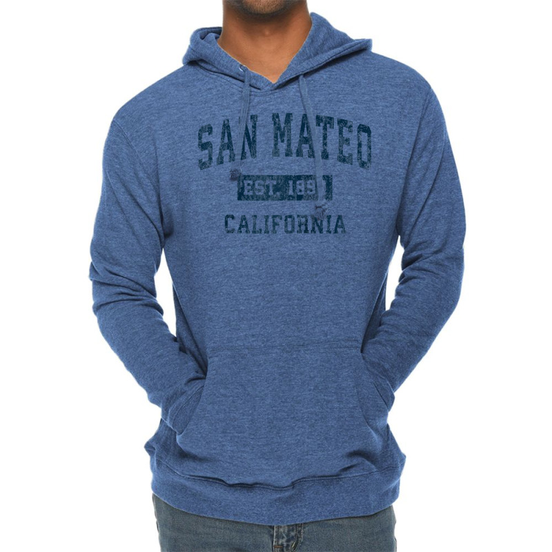 San Mateo California Ca Vintage Sports Design Navy Print Raglan Baseba Lightweight Hoodie by genze | Artistshot