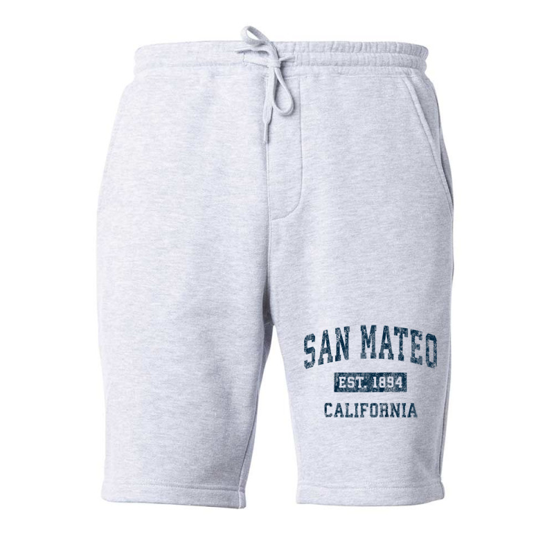 San Mateo California Ca Vintage Sports Design Navy Print Raglan Baseba Fleece Short by genze | Artistshot