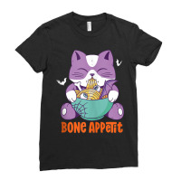 Funny Anime Cat Eat Bone Ramen Bon Appetit Halloween Puns Ladies Fitted T-shirt | Artistshot