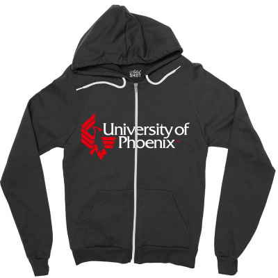 University Of Phoenix   White Red Zipper Hoodie Designed By Balqis Tees