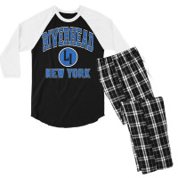 Riverhead New York Li Ny Varsity Style Blue Print T Shirt Men's 3/4 Sleeve Pajama Set | Artistshot