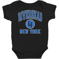 Riverhead New York Li Ny Varsity Style Blue Print T Shirt Baby Bodysuit | Artistshot