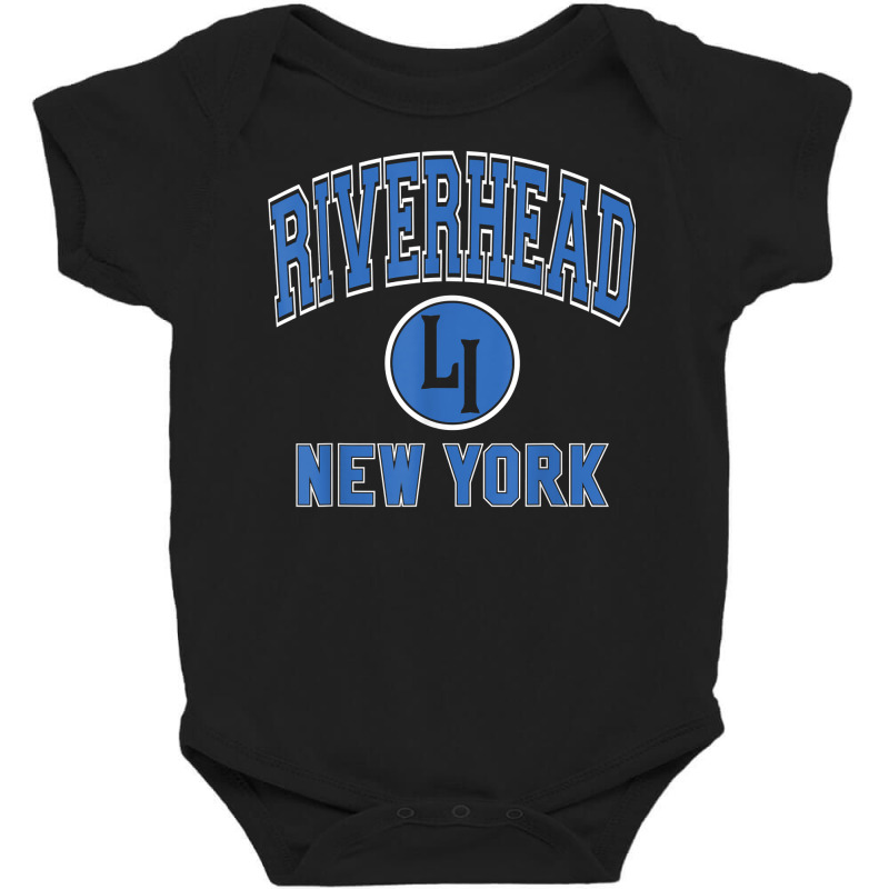 Riverhead New York Li Ny Varsity Style Blue Print T Shirt Baby Bodysuit | Artistshot