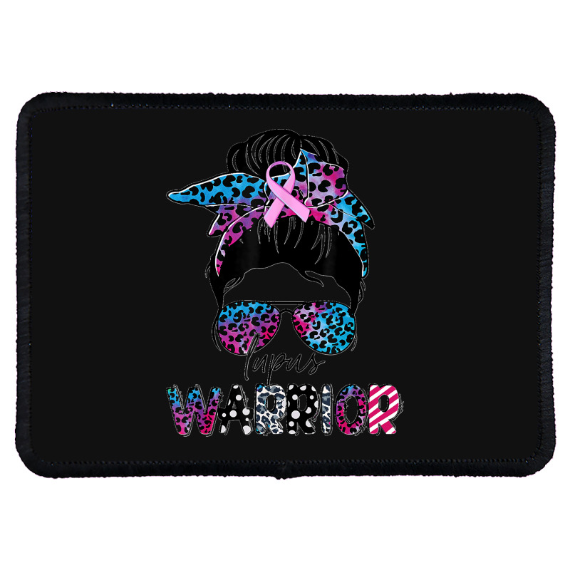 7.lupus Warrior Women Glasses Messy Bun Leopard Bandana Rectangle Patch | Artistshot