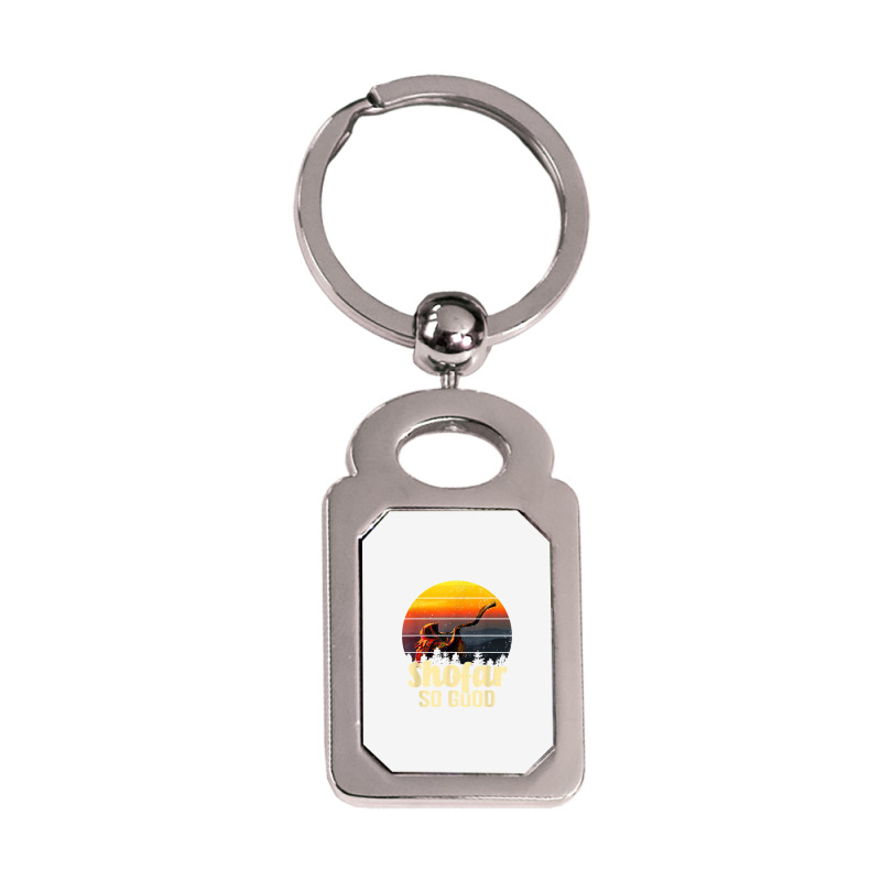 Shofar So Good Vintage Sunset Funny Rosh Hashanah T Shirt Silver Rectangle Keychain | Artistshot