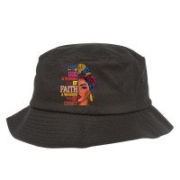 75.a Child Of God, A Warrior Of Christ, Black Girl Juneteenth Bucket Hat | Artistshot