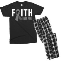 Faith God Fear Brain Tumor Awareness Brain Cancer Warrior T Shirt Men's T-shirt Pajama Set | Artistshot