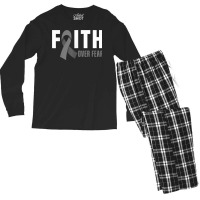 Faith God Fear Brain Tumor Awareness Brain Cancer Warrior T Shirt Men's Long Sleeve Pajama Set | Artistshot