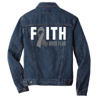 Faith God Fear Brain Tumor Awareness Brain Cancer Warrior T Shirt Men Denim Jacket | Artistshot