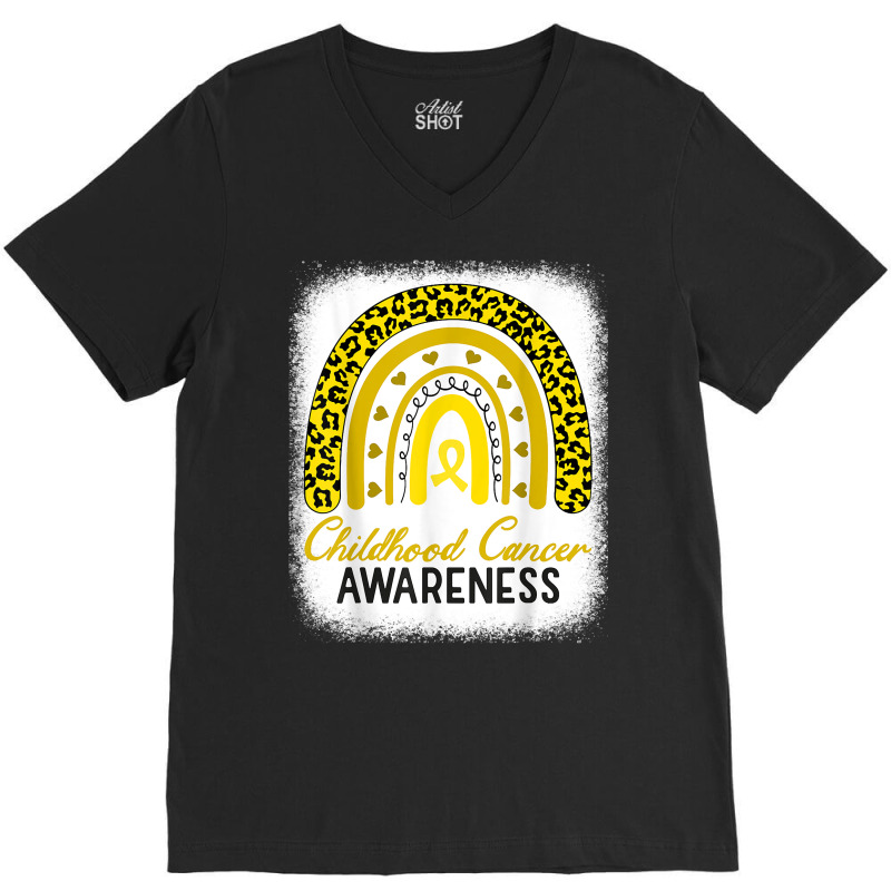 Childhood Cancer Awareness Hope Support Strong Warrior T Shirt V-neck Tee | Artistshot