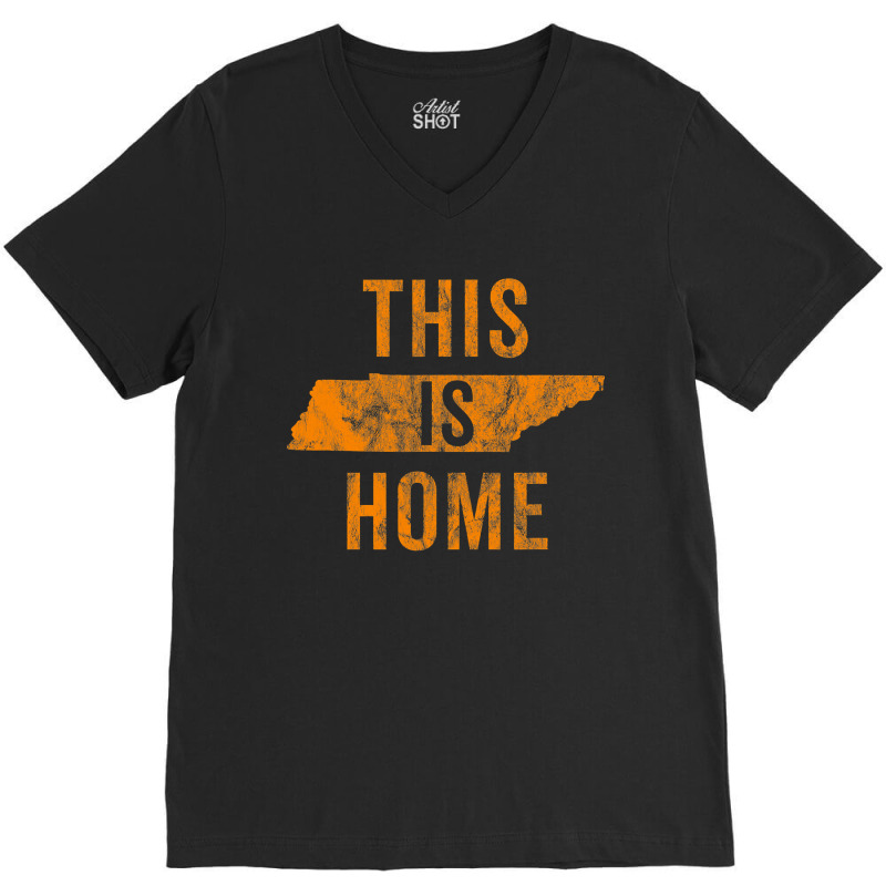 This Is Home Tennessee State Orange Proud Fan Gift Vintage V-Neck Tee by trokeryth | Artistshot