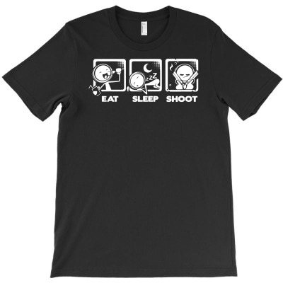 Eat Sleep Shoot Guns T-shirt Designed By Mdk Art