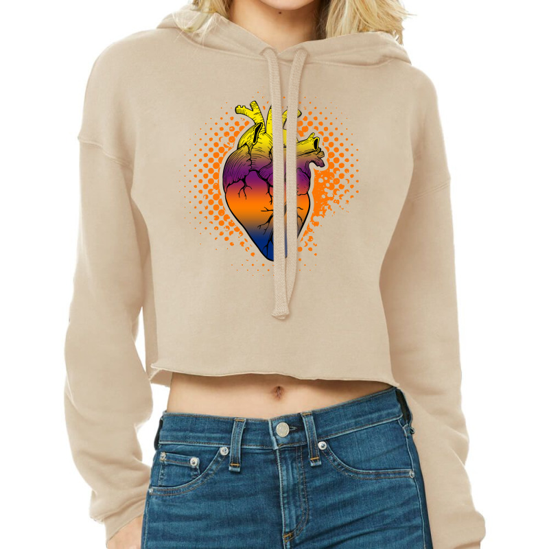 Human Colorful Heart Cropped Hoodie by autlu2024 | Artistshot