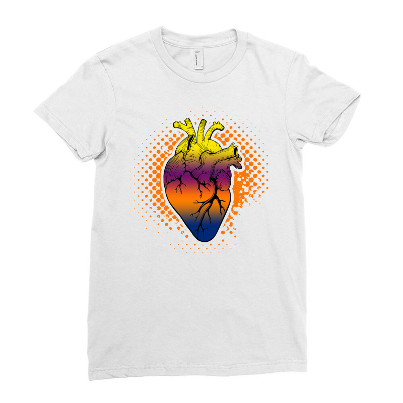 Human Colorful Heart Ladies Fitted T-Shirt by autlu2024 | Artistshot