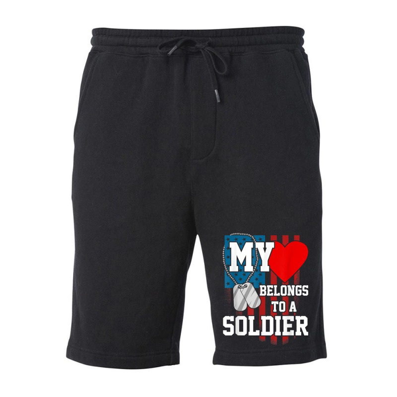 My Heart Belongs To A Soldier Shirt Us Military Soldier T Shirt Fleece Short | Artistshot