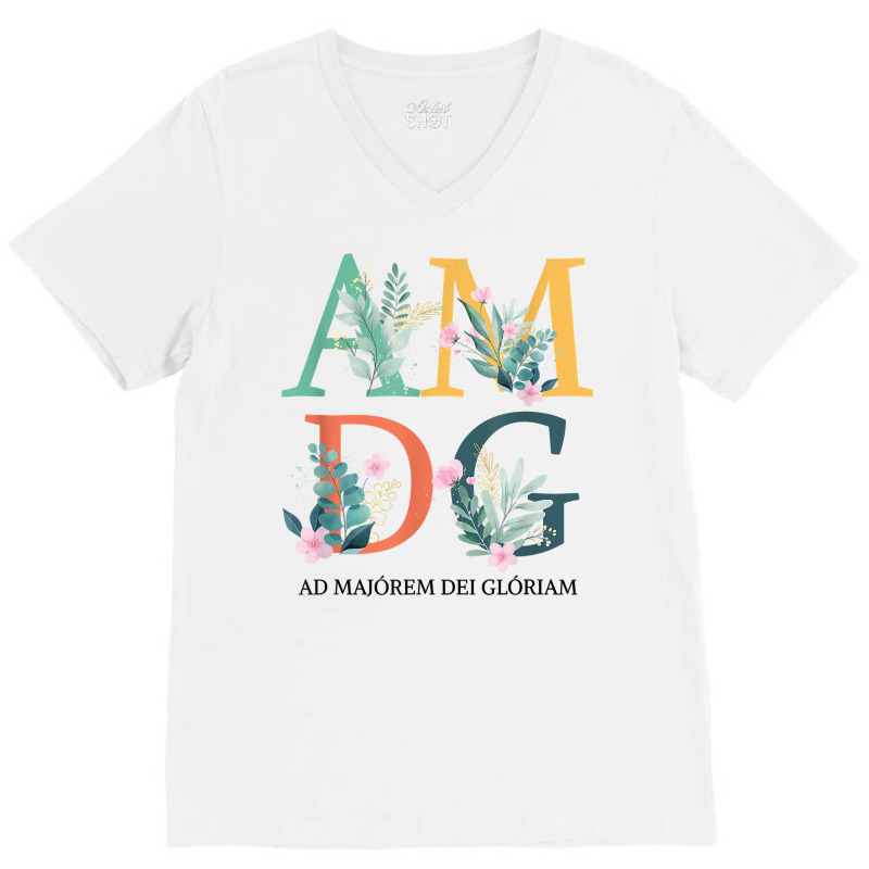 Amdg Ad Majorem Dei Gloriam Latin Catholic Mom Mother’s Day T Shirt V-neck Tee | Artistshot