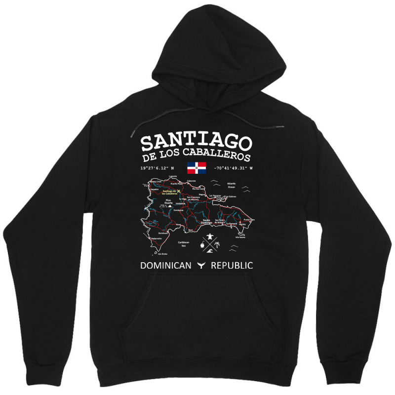 Santiago De Los Caballeros Dominican Republic Map Flag T Shirt Unisex Hoodie by cm-arts | Artistshot