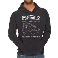 Santiago De Los Caballeros Dominican Republic Map Flag T Shirt Vintage Hoodie | Artistshot