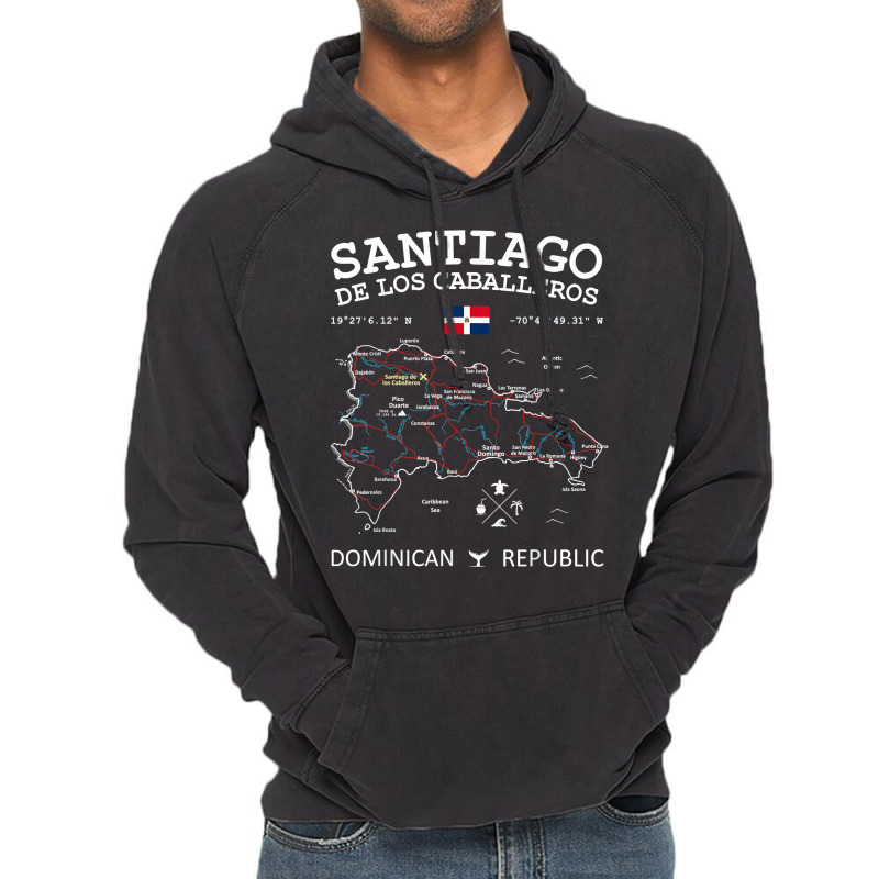 Santiago De Los Caballeros Dominican Republic Map Flag T Shirt Vintage Hoodie by cm-arts | Artistshot