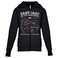 Santiago De Los Caballeros Dominican Republic Map Flag T Shirt Youth Zipper Hoodie | Artistshot