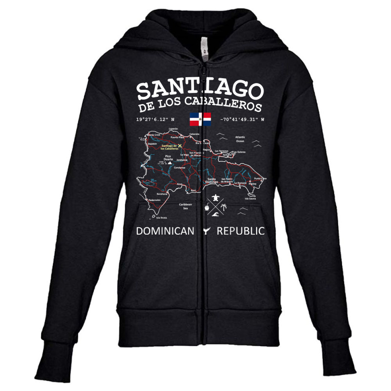 Santiago De Los Caballeros Dominican Republic Map Flag T Shirt Youth Zipper Hoodie by cm-arts | Artistshot