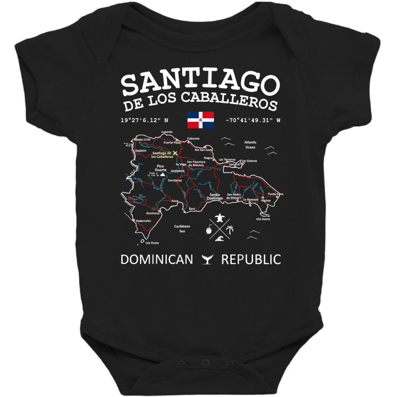 Santiago De Los Caballeros Dominican Republic Map Flag T Shirt Baby Bodysuit by cm-arts | Artistshot