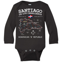 Santiago De Los Caballeros Dominican Republic Map Flag T Shirt Long Sleeve Baby Bodysuit | Artistshot